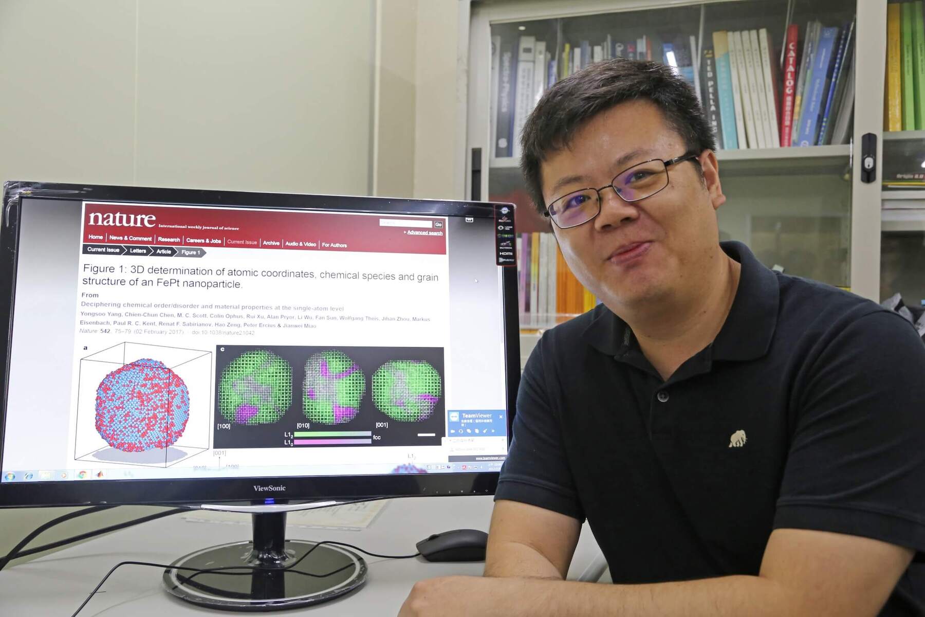 Assistant Professor Chien-Chun Chen at Department of Physics demonstrates the research recently published in the journal NatureImage
