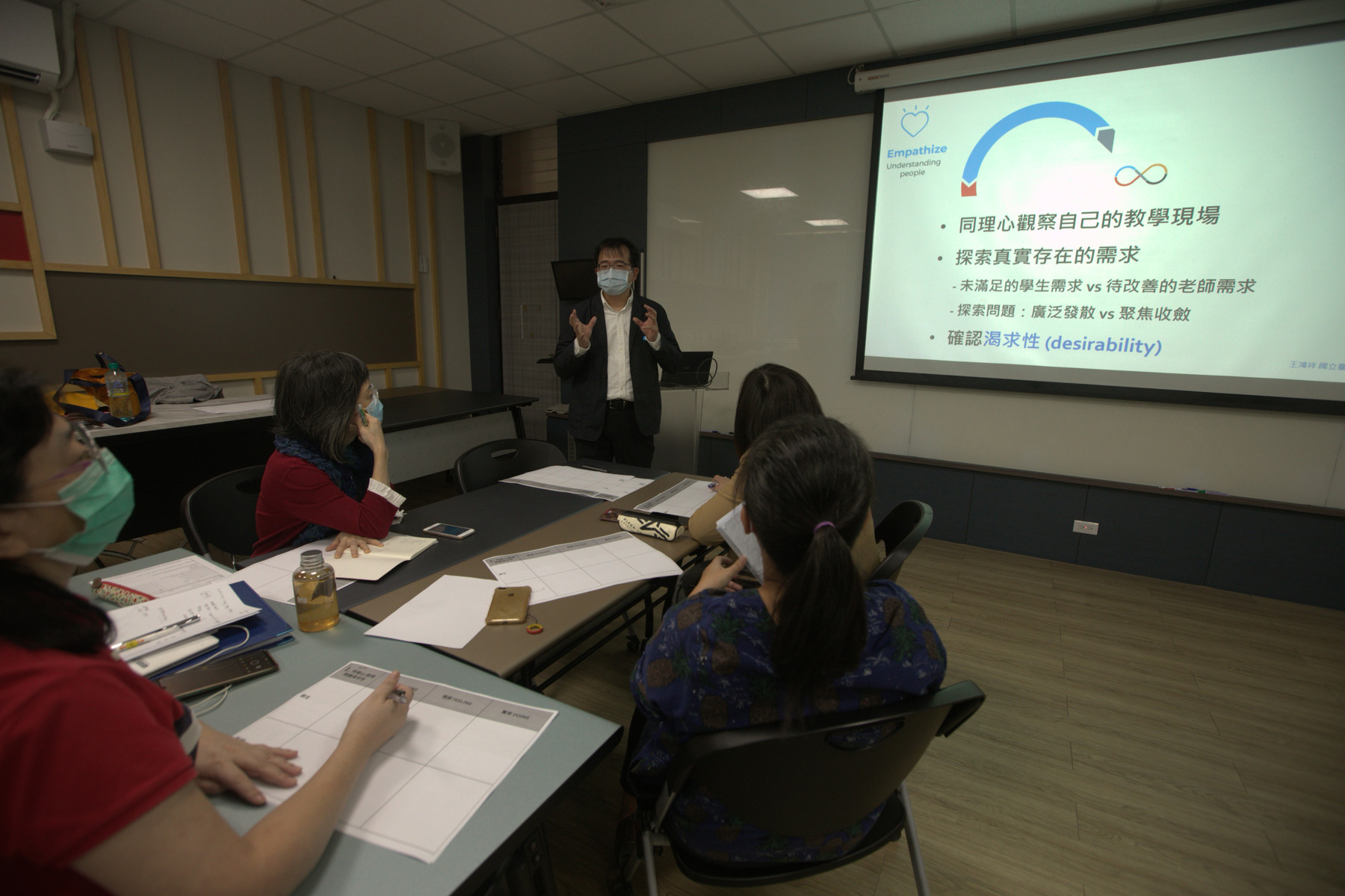 Teachers discuss project writing skills for teaching practice research in workshopImage