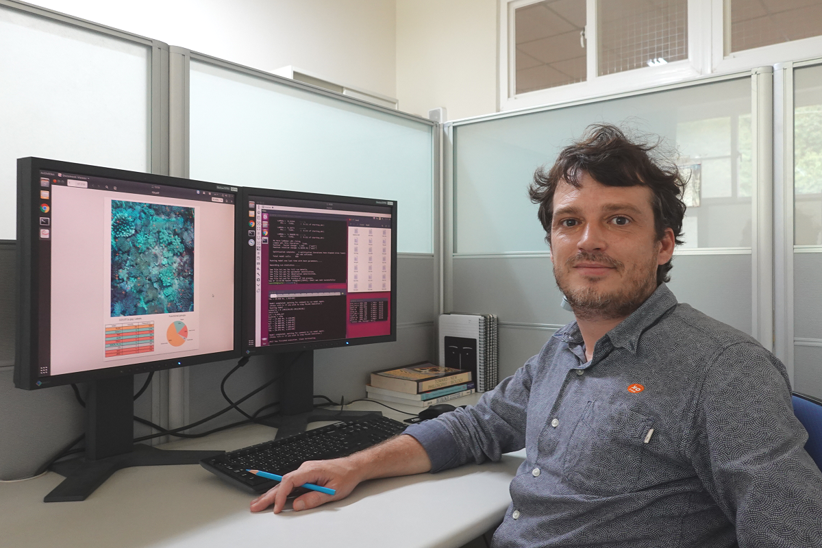 Assistant Professor Pierre-Alexandre Château of the Department of Marine Environment and Engineering plans to share a reef species inventory and maps online and use machine learning to provide a reef species AI recognition system.