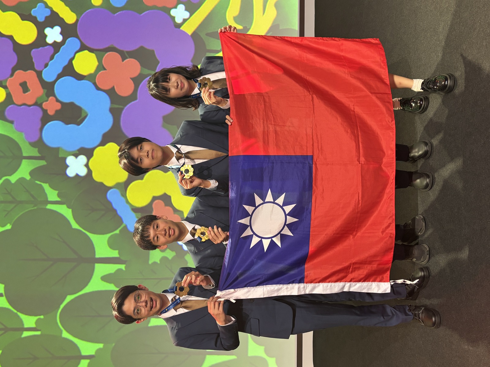 The four gold medalists from Taiwan's national team at the 37th International Biology Olympiad, from left: Ting-Rui Xu, Wei-Chun Chan, Yi-Keng Yao, and Yu-Chen Chen.Image