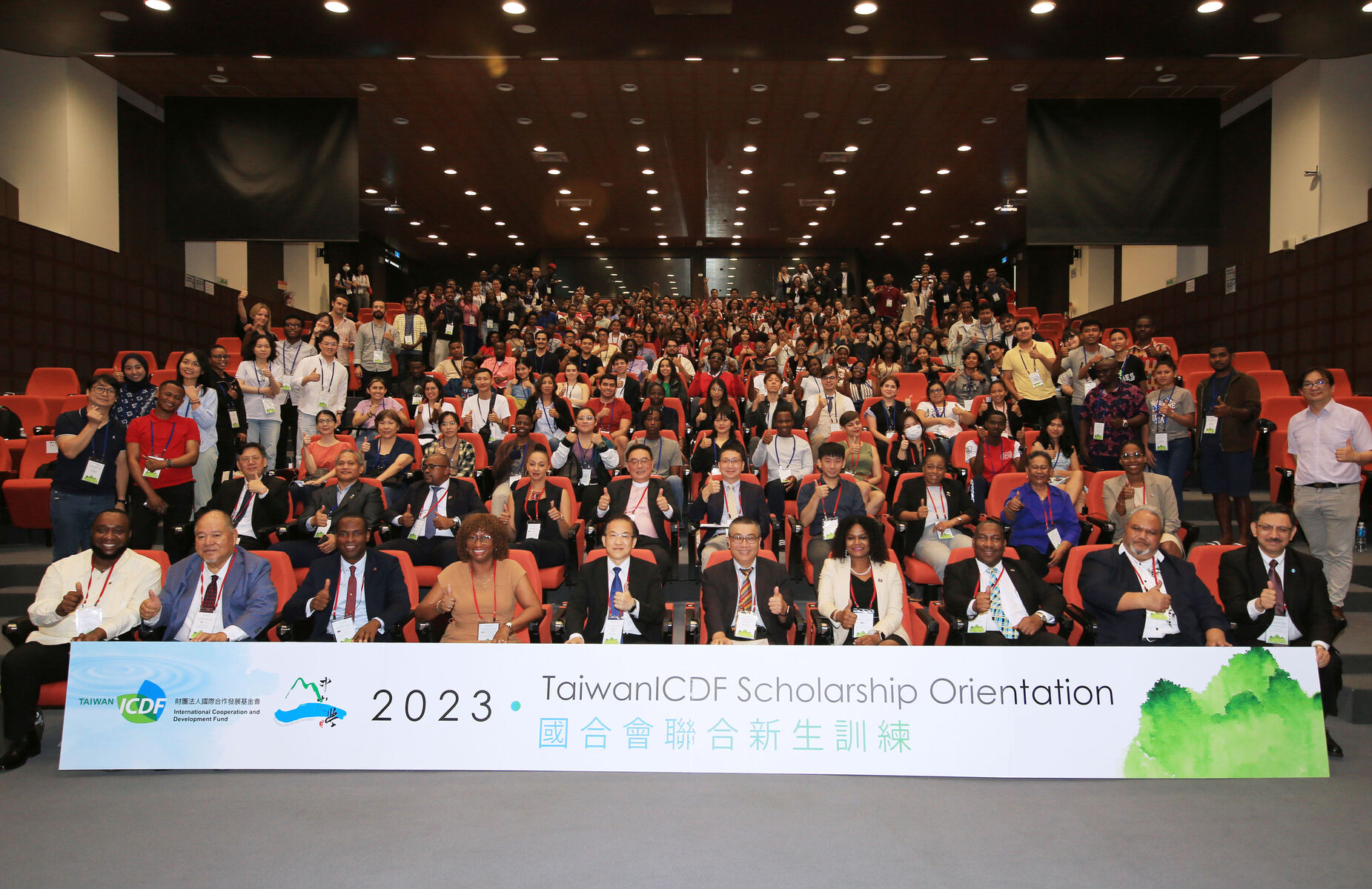 Guests participating in the 2023 TaiwanICDF Scholarship Orientation include eight ambassadors from Saint Vincent and the Grenadines, Belize, the Republic of Haiti, Saint Lucia, Tuvalu, the Republic of Palau, Saint Christopher and Nevis, and the Republic of Guatemala