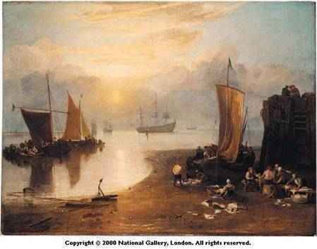 Turner, J. M. Willian. “Sun Rising through Vapour: Fishmen cleaning and selling Fish”圖片