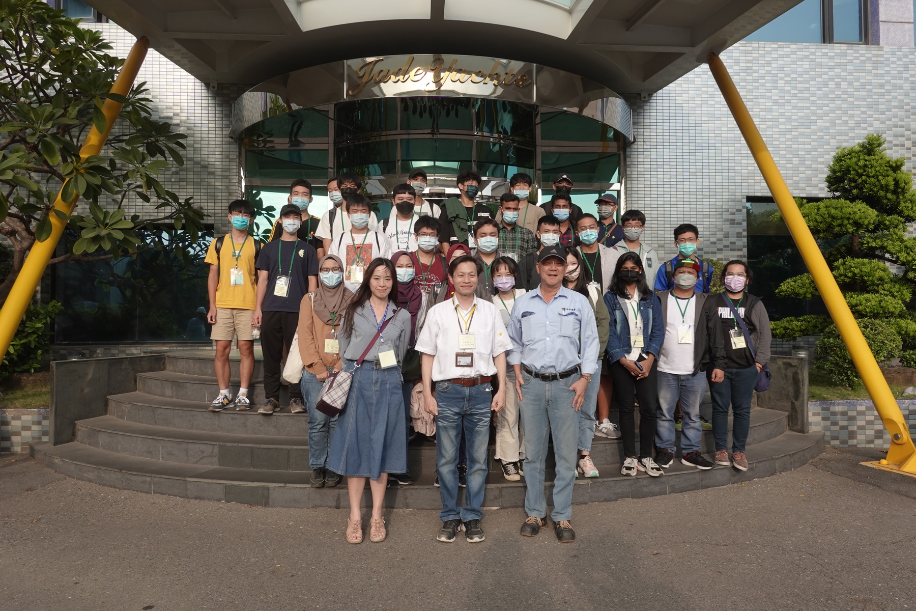 The tour participants in front of the Jong Shyn Shipbuilding Corporation.Image