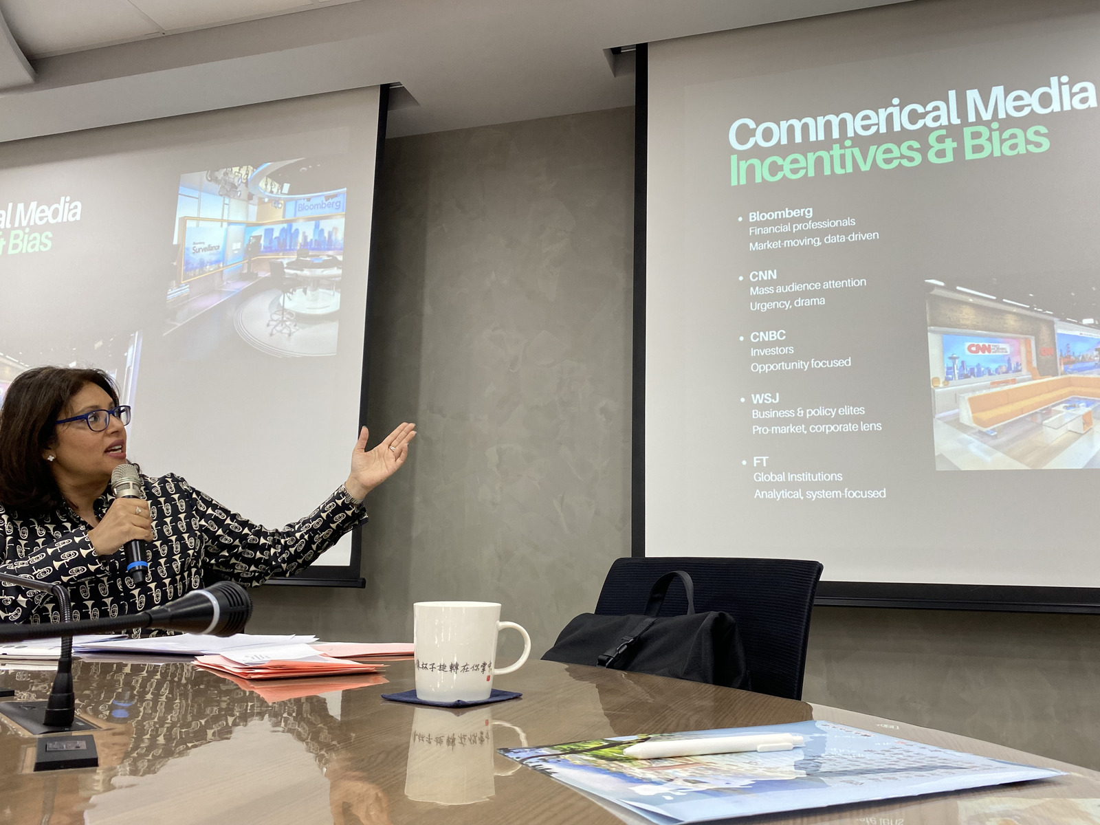 The talk examined how media serves as a space where public perception and national strategy intersect.Image